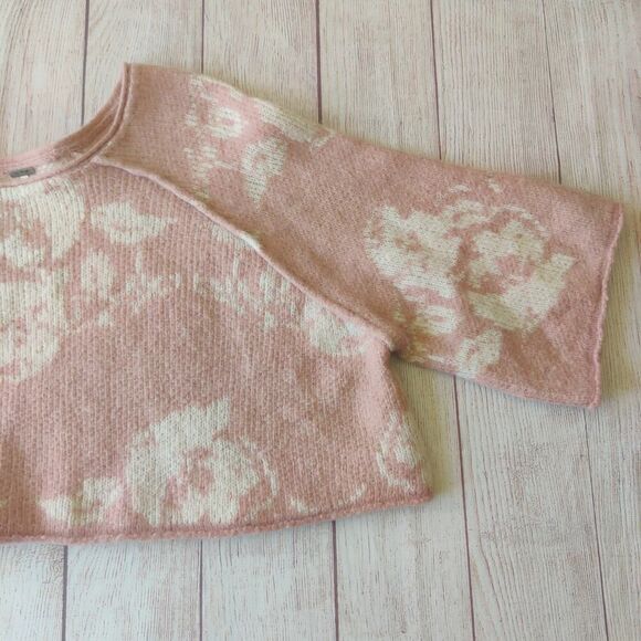 Free People "purple rain" cropped alpaca blend sweater sz M - Picture 10 of 13